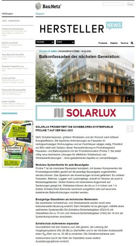 Solarlux Balkonfassaden Proline Baunetz