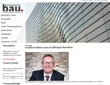 bauelemente-bau.eu | Onlineplattform der Fachzeitschrift | Newsletter | Ausgabe 16.03.2020